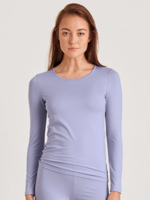 Women Calida Natural Comfort Shirt Long Sleeve Underwear Lanquid Lavender | 842165-YZS