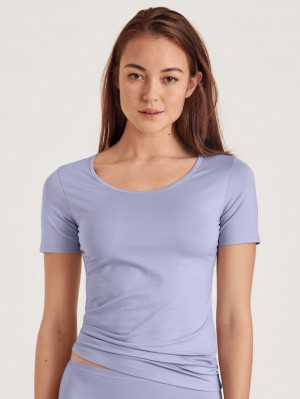 Women Calida Natural Comfort Shirt Shortsleeve Underwear Lanquid Lavender | 296574-NKM