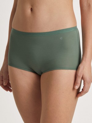 Women Calida Natural Comfort Shorty Regular Cut Underwear Laurel Green | 549618-DOL