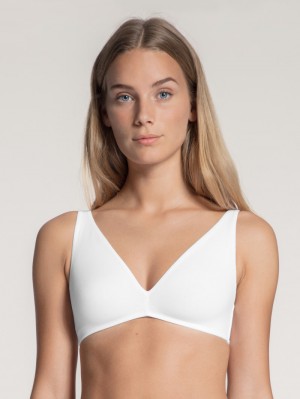 Women Calida Natural Comfort Soft Bra Underwear Weiss | 589371-RXQ