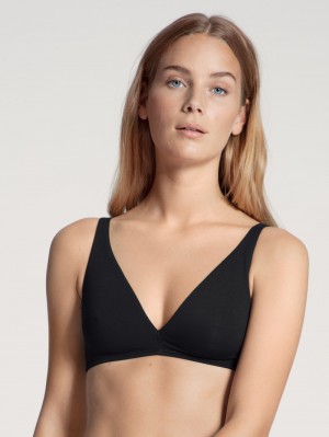 Women Calida Natural Comfort Soft Bra Underwear Schwarz | 298364-TZJ