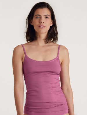 Women Calida Natural Comfort Spaghetti Top Underwear Red Violet | 521473-RWK