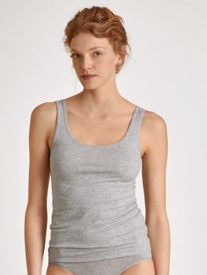 Women Calida Natural Comfort Tank Top Underwear Grey Melange | 260749-AJW