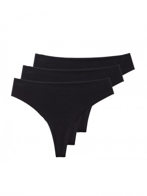 Women Calida Natural Skin String, 3-pack Underwear Black C2c | 215487-YWA