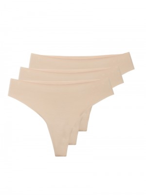 Women Calida Natural Skin String, 3-pack Underwear Rose Teint | 719436-SVR