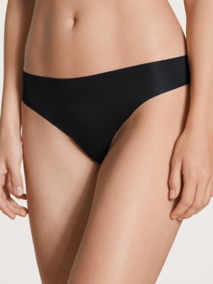 Women Calida Natural Skin String Underwear Black C2c | 321790-YNH