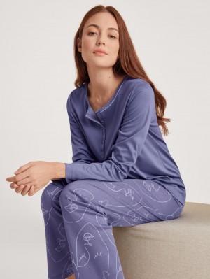 Women Calida Night Lovers Pyjama Sleepwear Twilight Purple | 871346-NYP