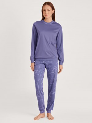 Women Calida Night Lovers Pyjama With Cuff Sleepwear Twilight Purple | 945810-ATS