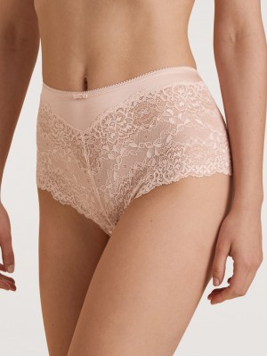 Women Calida Sensual Secrets Shorty Regular Cut Underwear Lace Parfait Pink | 980637-LMI