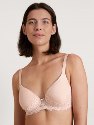 Women Calida Sensual Secrets Spacer Bra Underwear Lace Parfait Pink | 781395-EOK