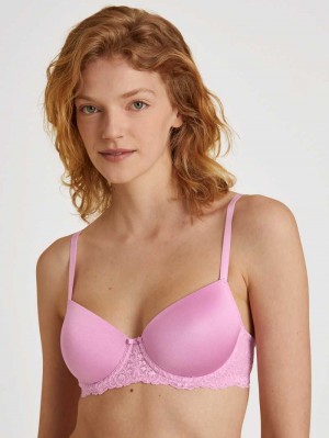 Women Calida Sensual Secrets Underwired T-shirt Bra With Padding Underwear Bubble Gum Pink | 504731-TZM