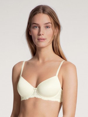 Women Calida Sensual Secrets Underwired T-shirt Bra With Padding Underwear Alabaster Crème | 843690-PMR