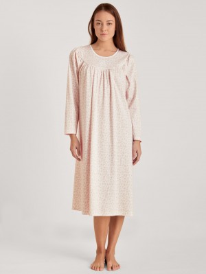 Women Calida Soft Cotton Nightdress, Length 110 Cm Sleepwear Pearl Blush | 385421-TZP