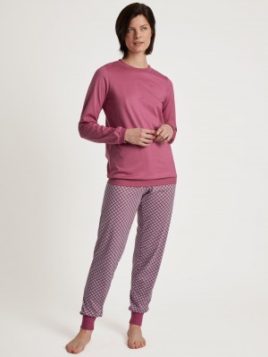 Women Calida Special Pyjama With Cuff Sleepwear Red Violet | 057136-YKV