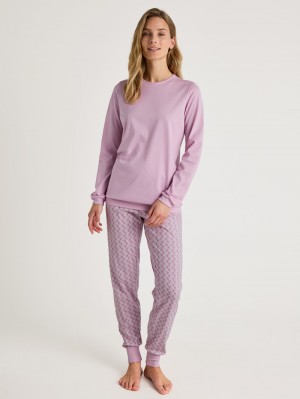 Women Calida Special Pyjama With Cuff Sleepwear New Fragrant Lilac | 745263-WFM