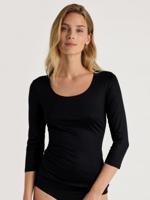 Women Calida Special Shirt 3/4 Sleeve Underwear Schwarz | 938756-KPD