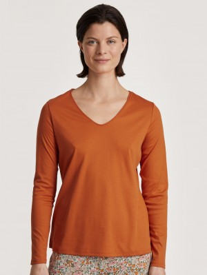 Women Calida Special Shirt Long Sleeve Loungewear Smoked Paprika | 205317-QHP