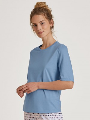 Women Calida Special Shirt Short Sleeve Loungewear Placid Blue | 468173-EGW