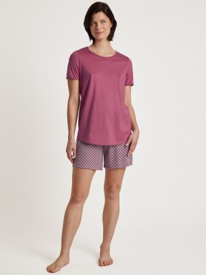 Women Calida Special Short Pyjama Sleepwear Red Violet | 805236-XYZ