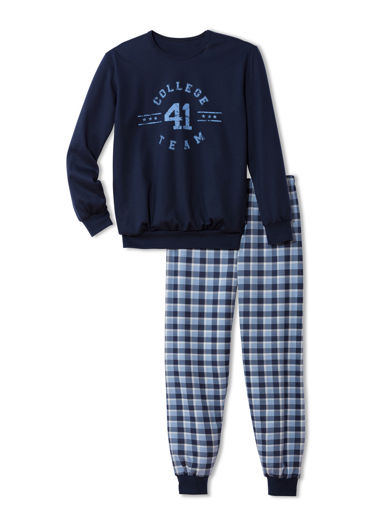 Kids\' Calida Boys Nights Pyjama With Cuff Pyjama Peacoat Blue | 619084-FQT