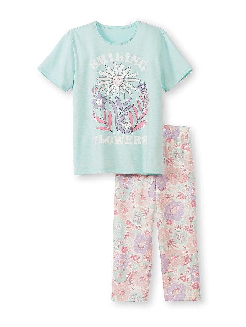 Kids\' Calida Kids Flowers 3/4 Pyjama Pyjama Pastel Blue | 534079-IWG