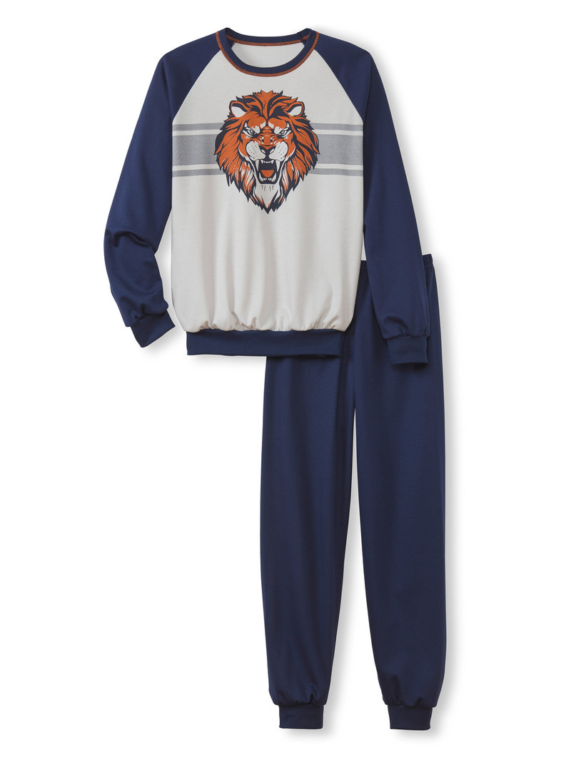 Kids\' Calida Kids Lion Pyjama With Cuff Pyjama Peacoat Blue | 623597-KGW