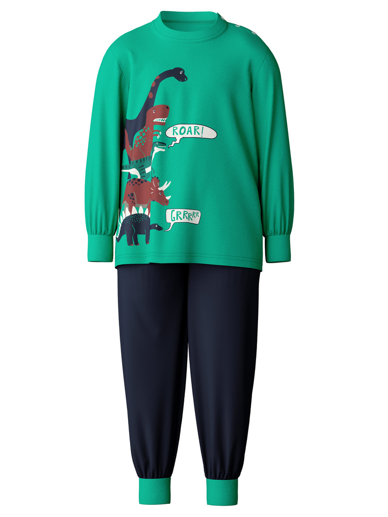 Kids' Calida Toddlers Dino Pyjama With Cuff Pyjama Arcadia Green | 836927-KEG