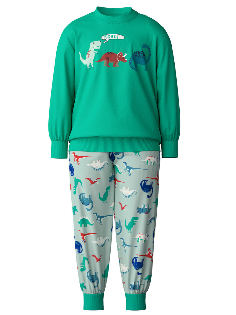 Kids' Calida Toddlers Dino Pyjama With Cuff Pyjama Arcadia Green | 724398-KRN