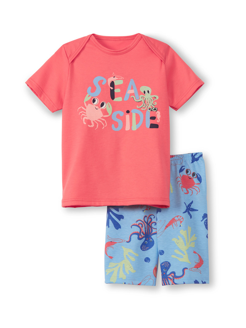 Kids\' Calida Toddlers Ocean Short Pyjama Pyjama Deep Sea Coral | 540786-ZXP