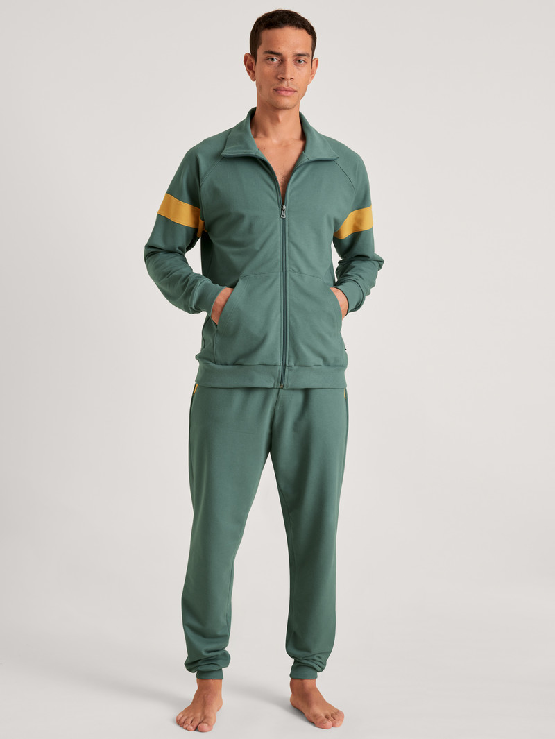 Men Calida 100% Nature Refresh Jacket, Cradle To Cradle Certified® Loungewear Dark Glen | 541296-RKA