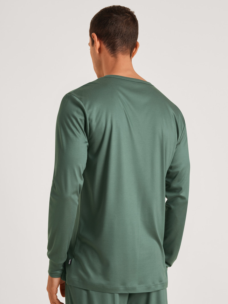 Men Calida 100% Nature Refresh Long Sleeve Shirt, Cradle To Cradle Certified® Loungewear Dark Glen | 492617-IEG