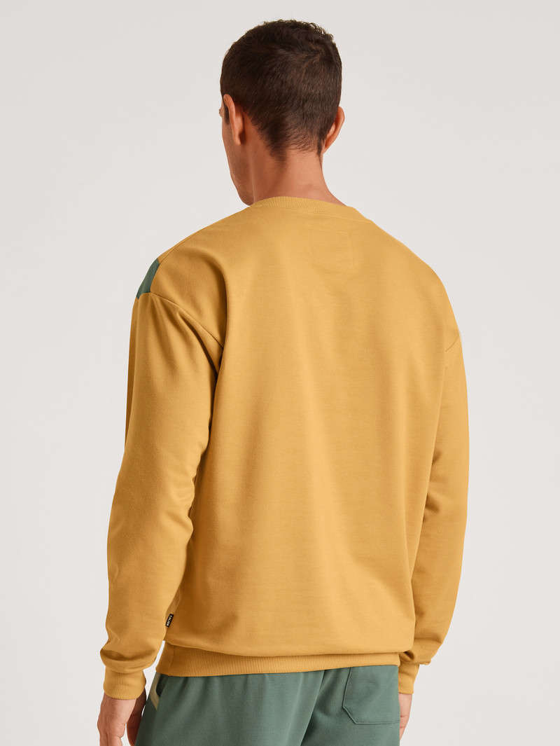 Men Calida 100% Nature Refresh Sweatshirt, Cradle To Cradle Certified® Loungewear Sautere Yellow | 649307-JYE