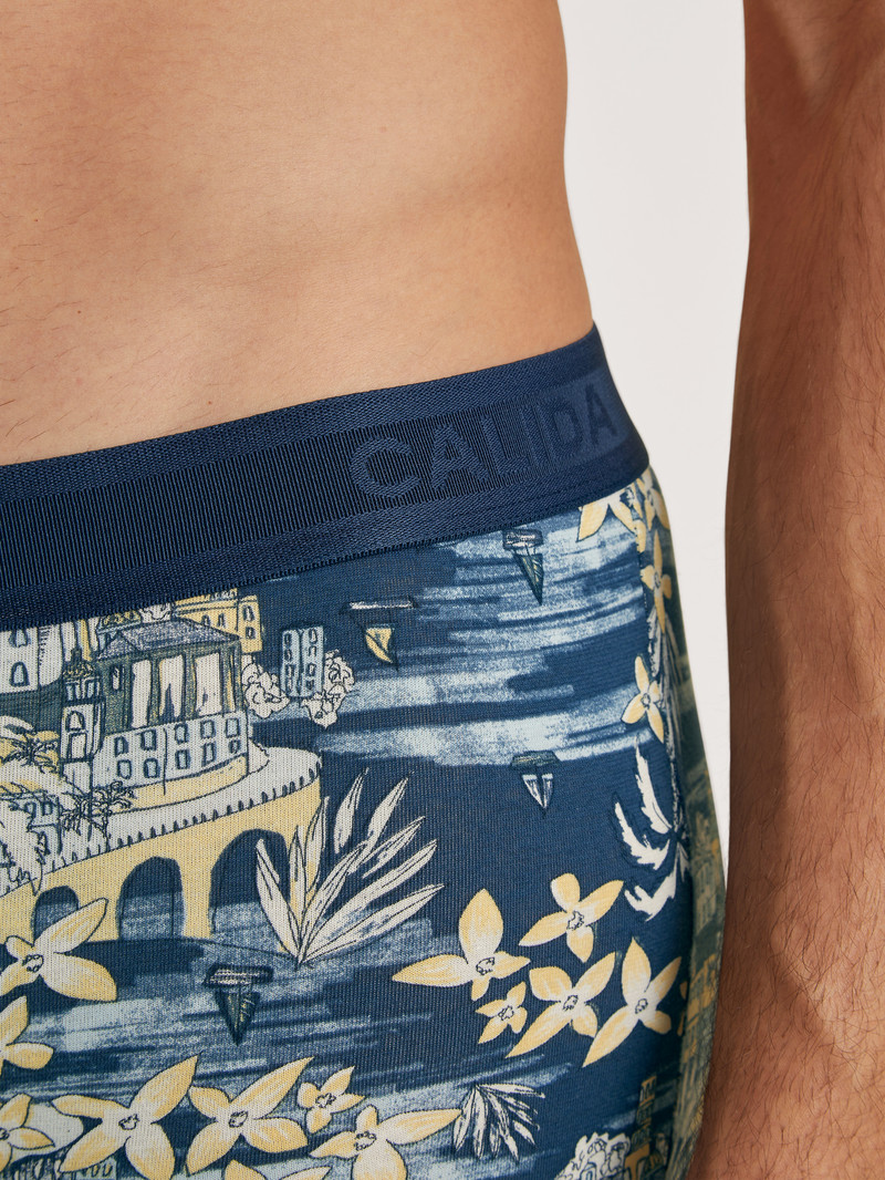 Men Calida Amalfi Journey Boxer Brief Underwear Insignia Blue | 097548-TUN