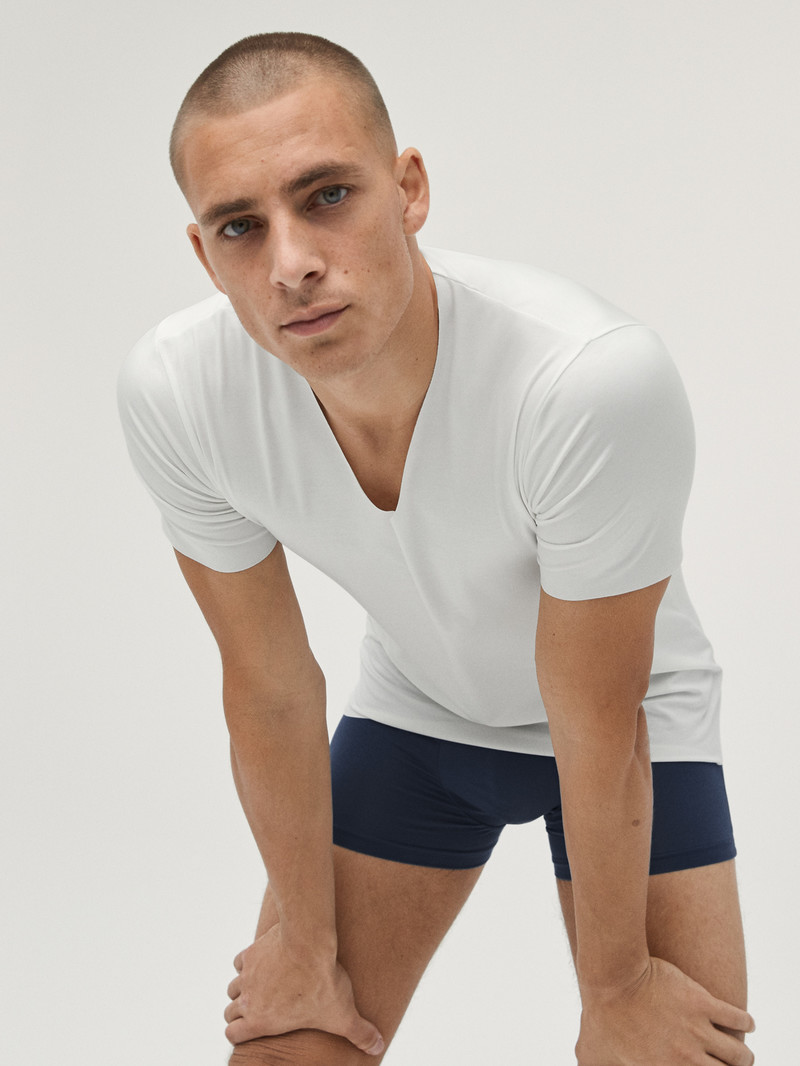 Men Calida Circular Day V-shirt, Cradle To Cradle Certified® Underwear Star White | 074859-HTE