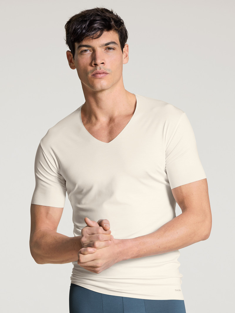 Men Calida Circular Day V-shirt, Cradle To Cradle Certified® Underwear Star White | 074859-HTE