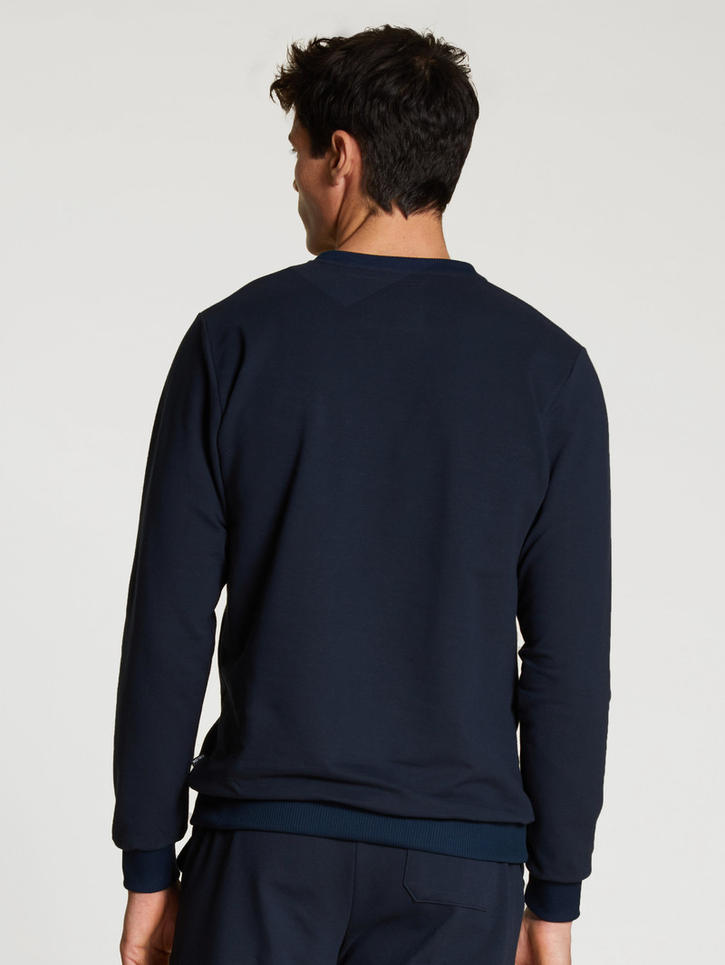 Men Calida Circular Lounge Sweatshirt, Cradle To Cradle Certified® Loungewear Dark Sapphire | 194637-SFI