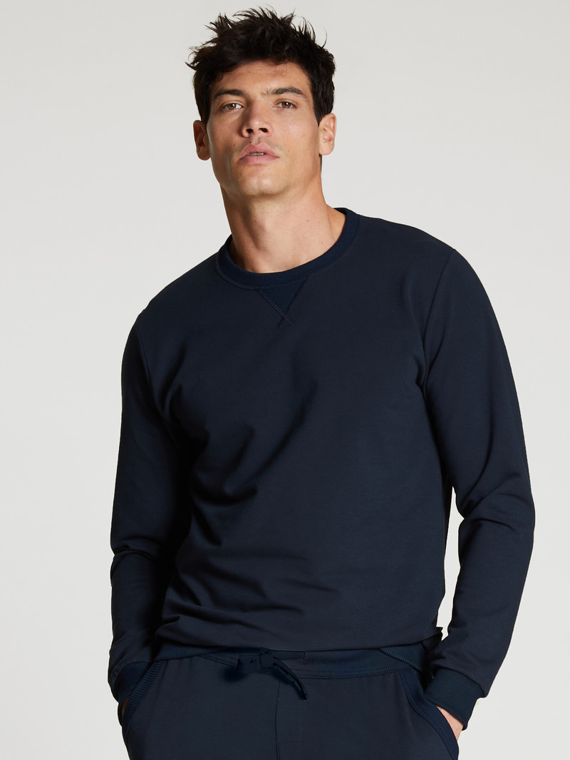 Men Calida Circular Lounge Sweatshirt, Cradle To Cradle Certified® Loungewear Dark Sapphire | 194637-SFI