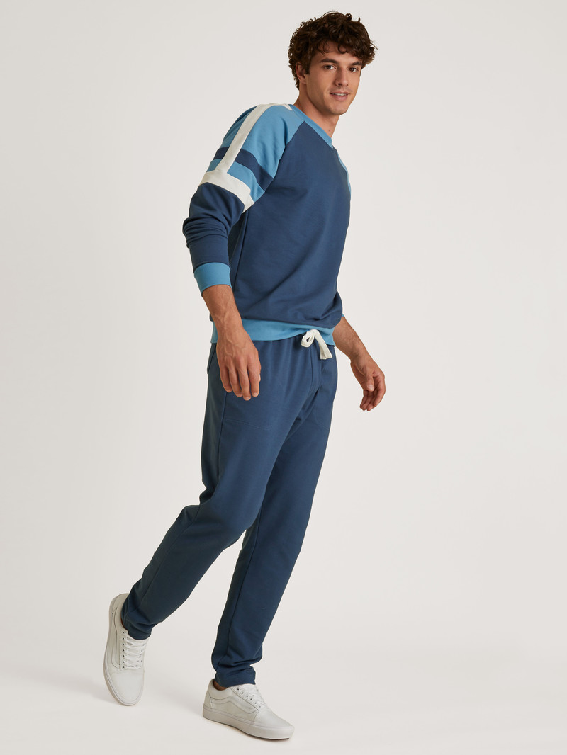 Men Calida Circular Refresh Pullover Loungewear Insignia Blue | 498106-RDP