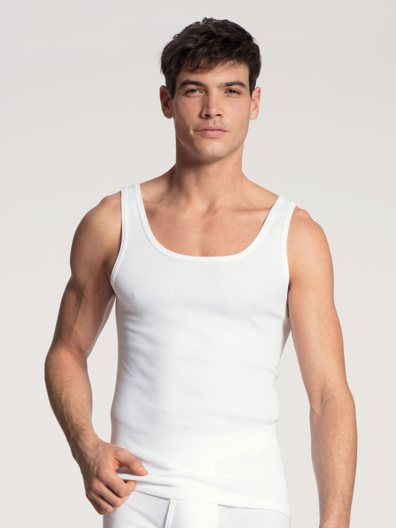 Men Calida Classic Cotton 1:1 Athletic Shirt Underwear White | 378592-OPS