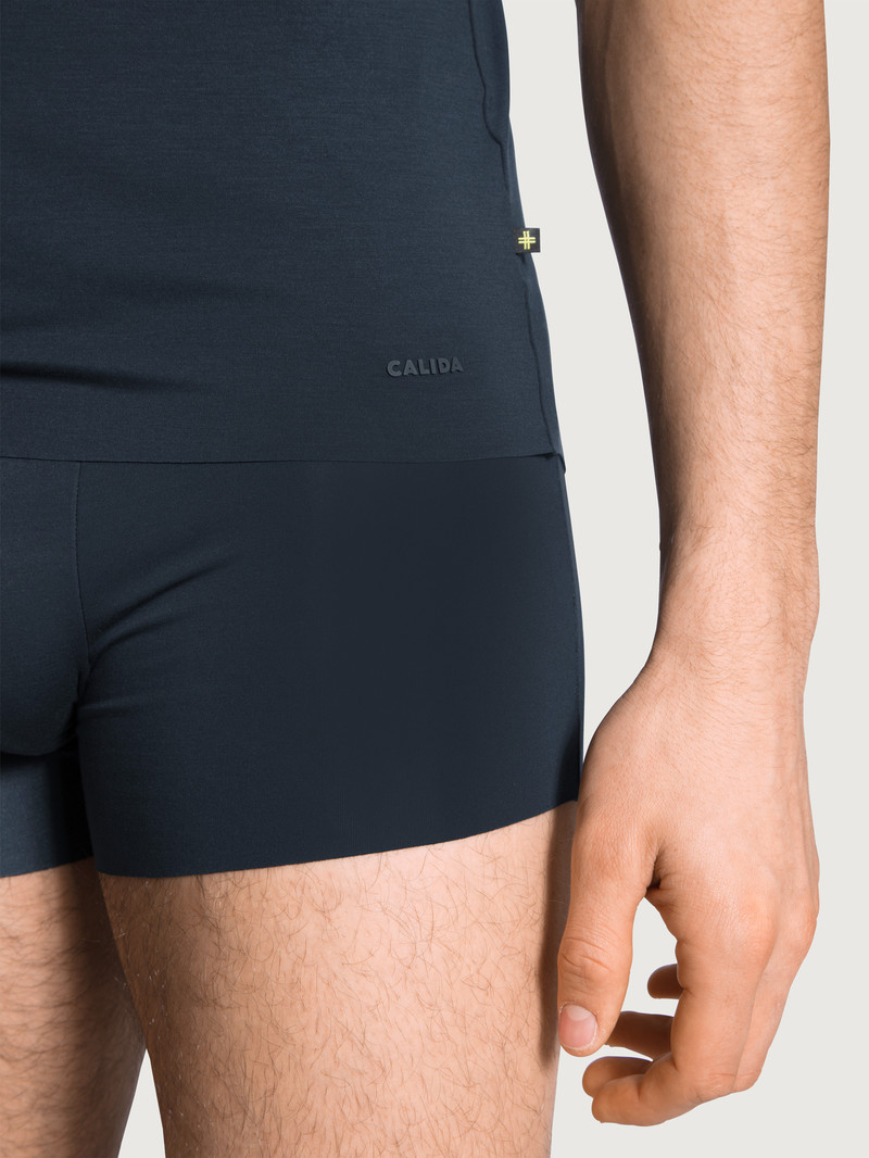 Men Calida Clean Line Boxer Brief With Elastic Waistband Underwear Dark Sapphire | 086352-QBF