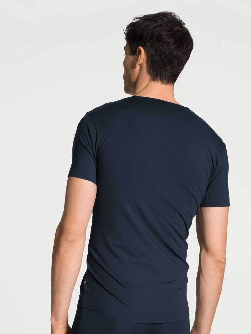 Men Calida Clean Line V-shirt Underwear Dark Sapphire | 821069-GUP