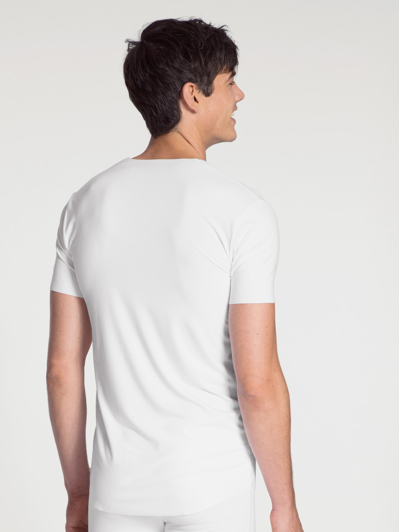 Men Calida Clean Line V-shirt Underwear Weiss | 342680-KNC