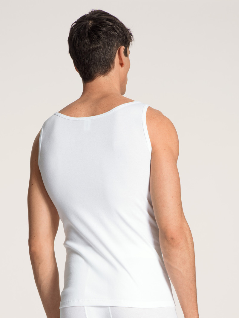 Men Calida Cotton 1:1 Athletic Shirt Underwear Weiss | 786905-TNP