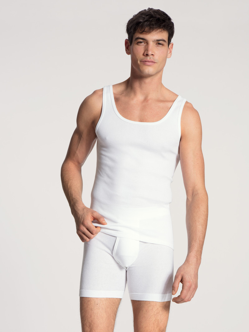 Men Calida Cotton 1:1 Athletic Shirt Underwear Weiss | 786905-TNP