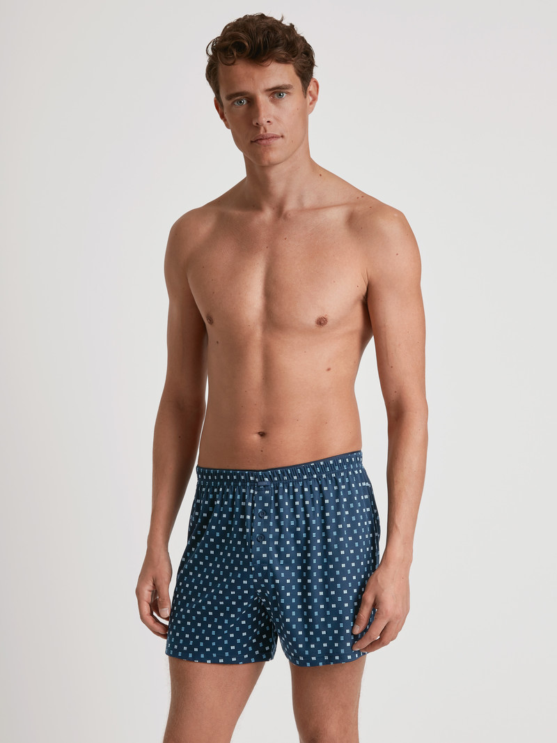 Men Calida Cotton Choice Boxer Shorts Underwear Storm Blue | 894670-CJW