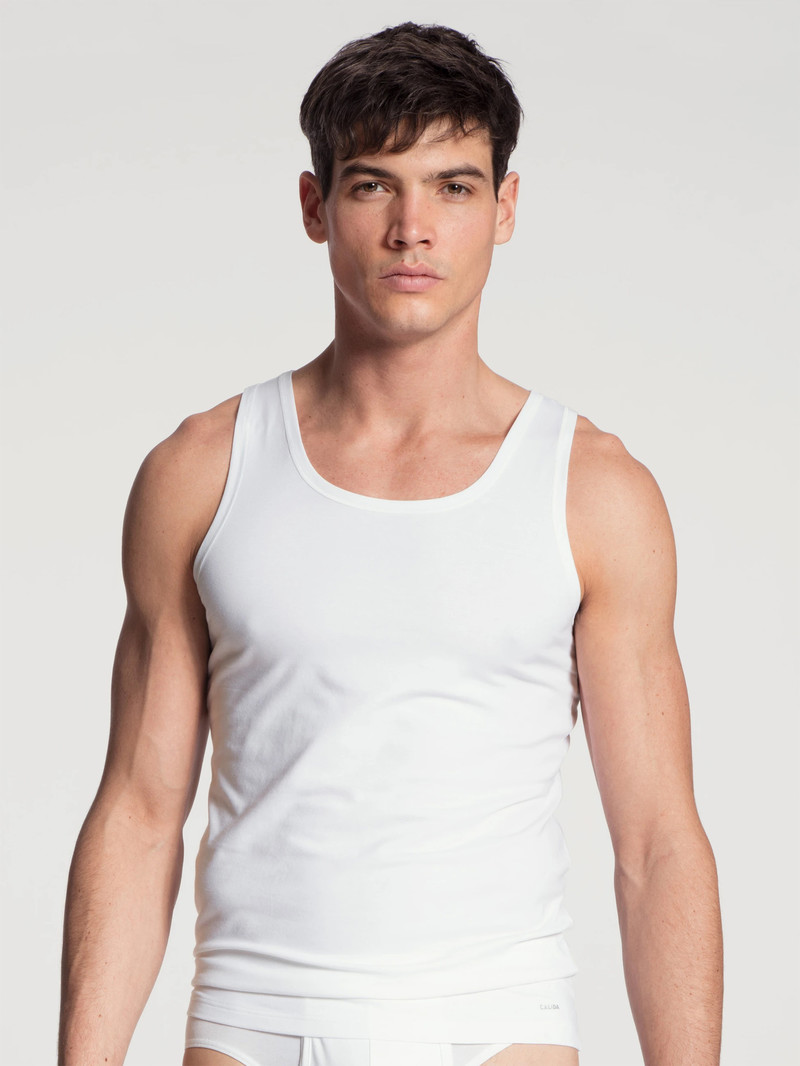 Men Calida Cotton Code Athletic Shirt Underwear Weiss | 867450-UPH