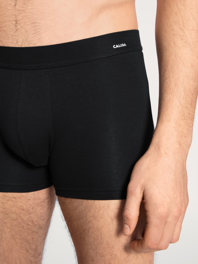 Men Calida Cotton Code Boxer Brief Underwear Schwarz | 372485-IMD