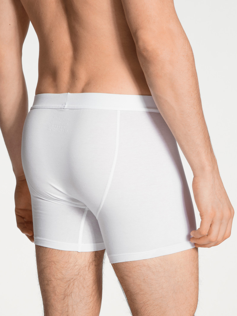 Men Calida Cotton Code Boxer Brief, With Fly Underwear Weiss | 102945-BFJ