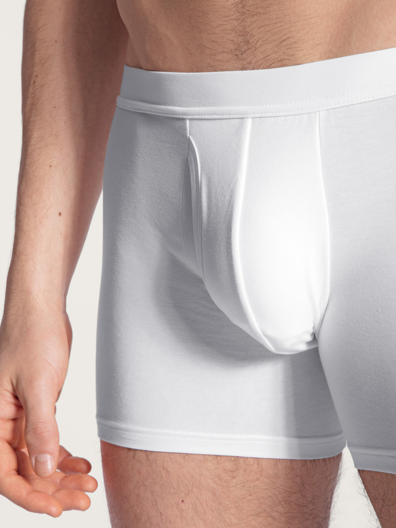 Men Calida Cotton Code Boxer Brief, With Fly Underwear Weiss | 102945-BFJ