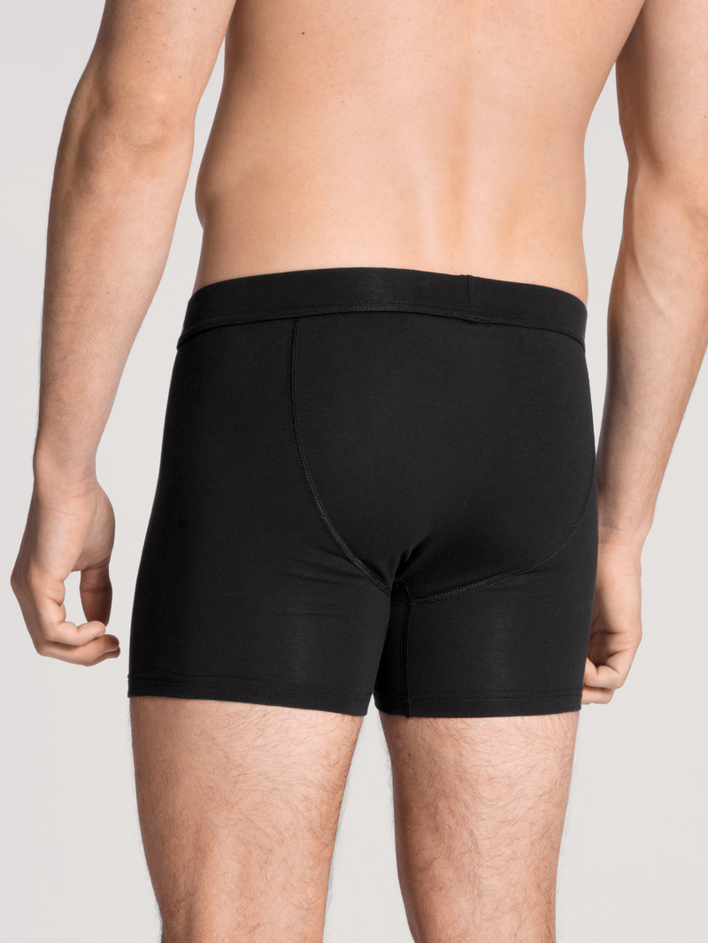 Men Calida Cotton Code Boxer Brief, With Fly Underwear Schwarz | 108497-PVZ